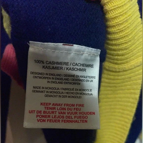 New! Jumper 1234 Contrast Cashmere Cardigan Color block Blue, Yellow Pink 🌼Large - Picture 6 of 6